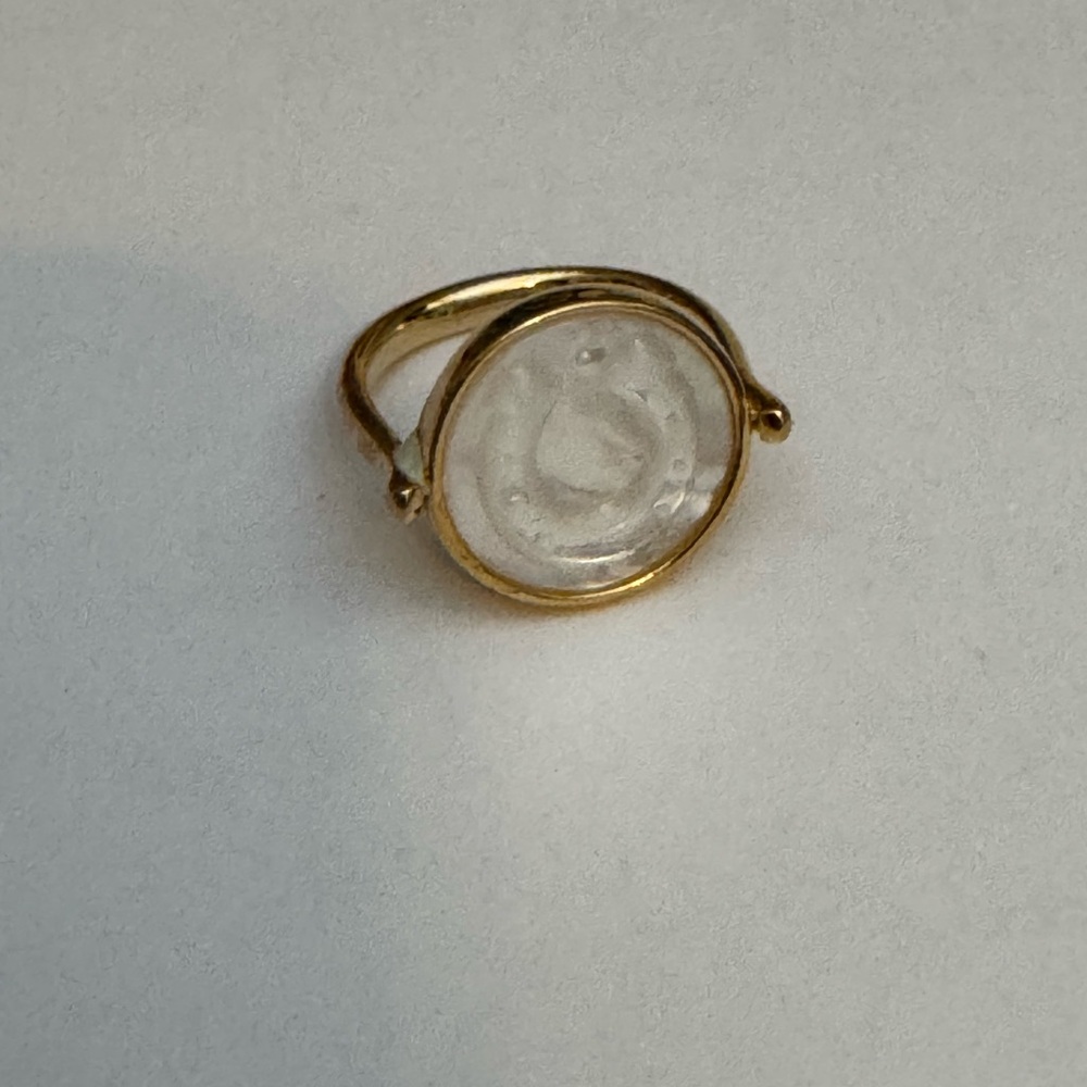 Gold Asymmetrical Ring with Translucent Gemstone